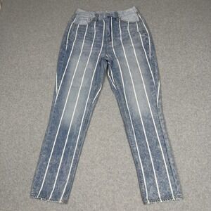 American Eagle Mom Jeans Womens Size 2 Acid Wash Striped High Rise Retro